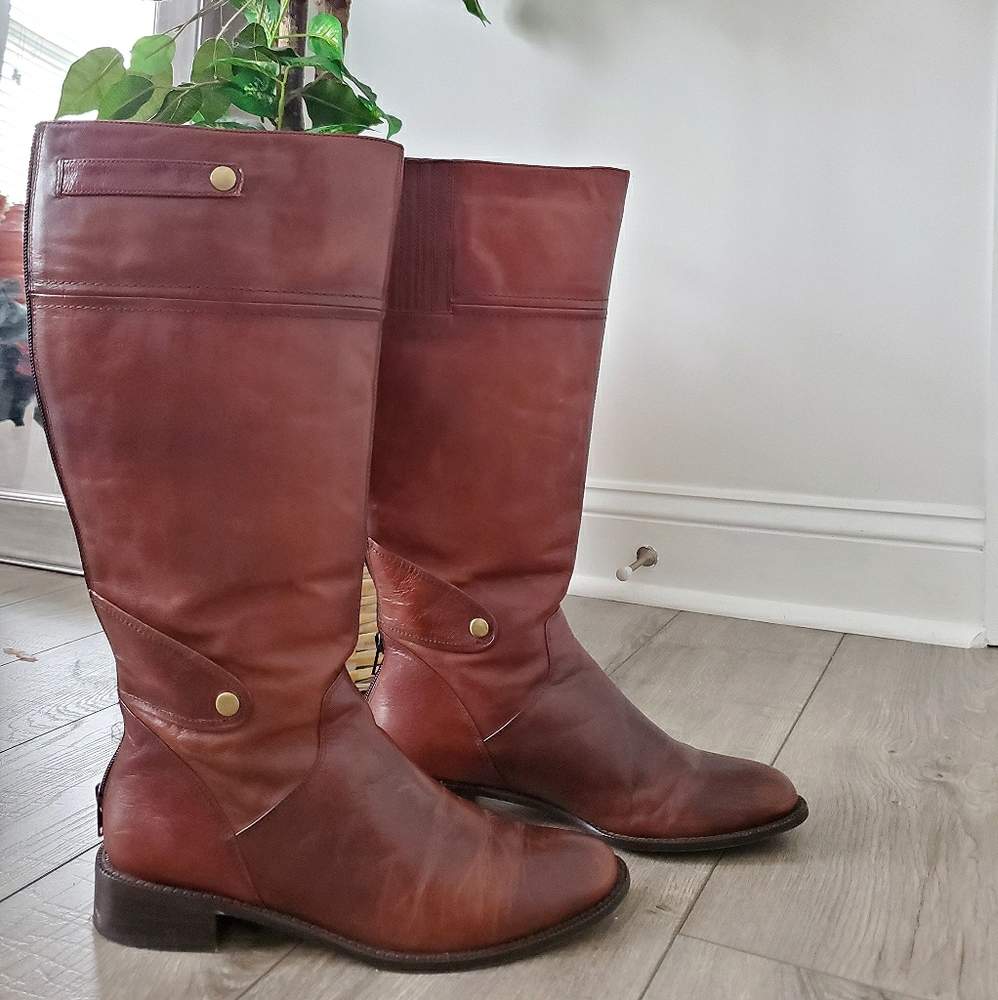 Vaneli vero cuoio tall dark brown leather Riding boots